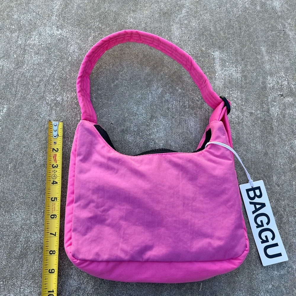 NWT BAGGU Mini Nylon Shoulder Bag in Azalea Pink - Picture 3 of 6